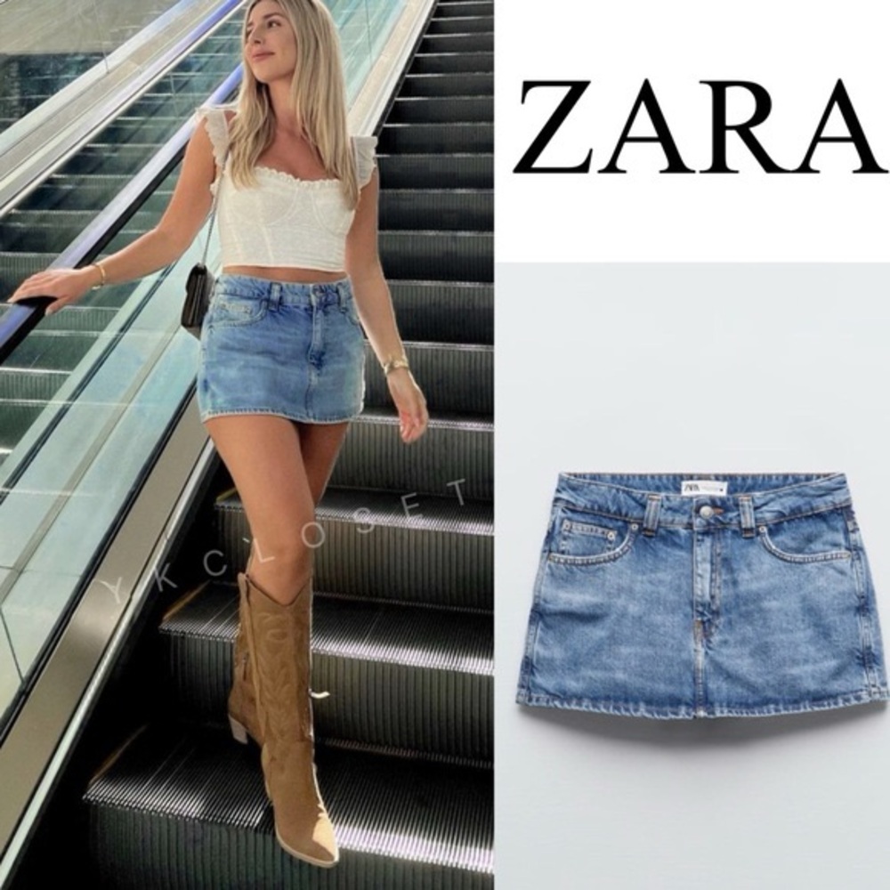 Zara denim low rise light wash skort